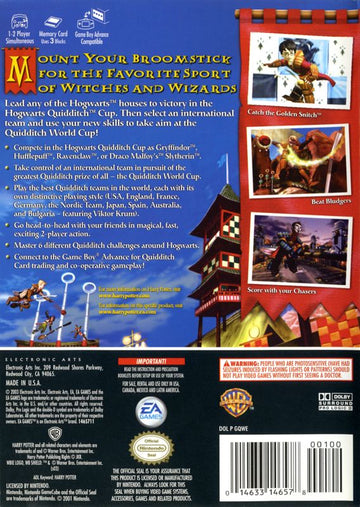 Harry Potter: Quidditch World Cup | GameCube | back cover | region=North America | source-country=Canada,United States | zypher-v2 | moby-98b53e12786e | Data by MobyGames.com
