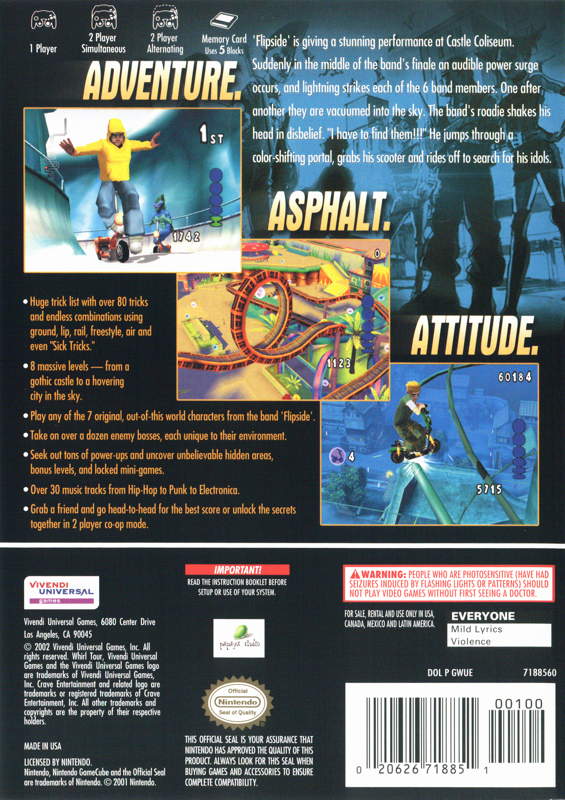 
Whirl Tour | GameCube | back cover | Data by MobyGames.com