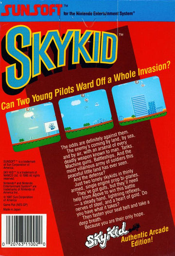 
Sky Kid | NES | back cover | Data by MobyGames.com