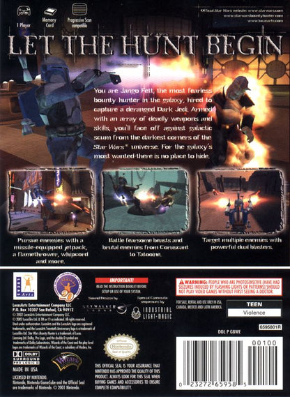 Star Wars: Bounty Hunter | GameCube | back cover | region=North America | source-country=United States | zypher-v2 | moby-5c1457440690 | Data by MobyGames.com