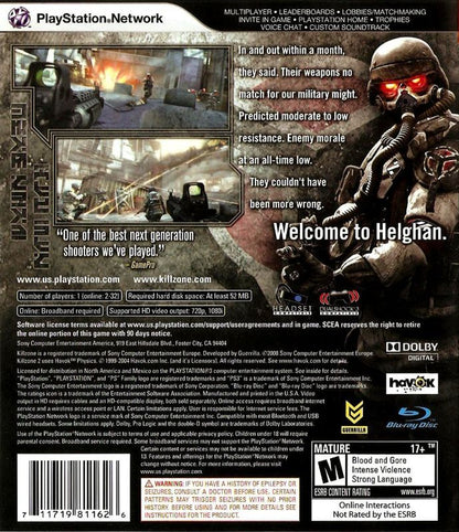 
Killzone 2 | PlayStation 3 | back cover | Region: North America | source-country=United States | Data by MobyGames.com