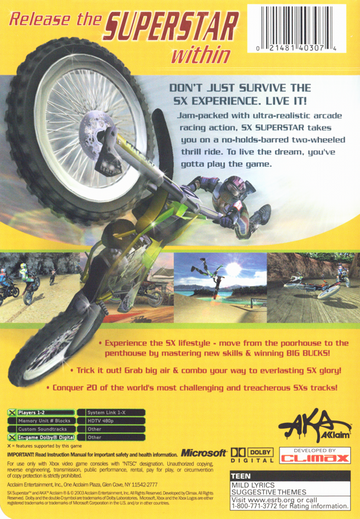 
SX Superstar | Xbox | back cover | Data by MobyGames.com