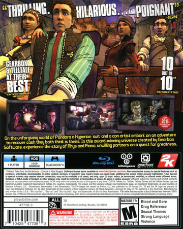 
Tales from the Borderlands | PlayStation 4 | back cover | Region: North America | source-country=United States | Data by MobyGames.com