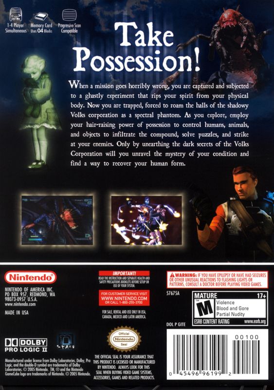 
Geist | GameCube | back cover | Data by MobyGames.com