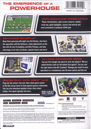 NFL 2K3 | Xbox | back cover | region=North America | source-country=United States | zypher-v2 | moby-e4d1e80c66aa | Data by MobyGames.com