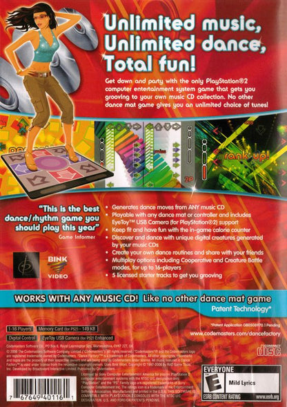 
Dance Factory | PlayStation 2 | back cover | Data by MobyGames.com