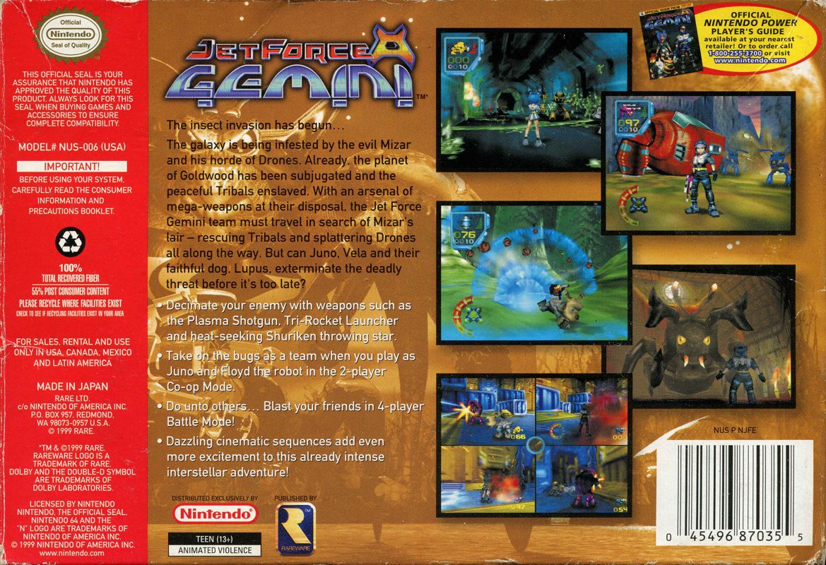 
Jet Force Gemini | Nintendo 64 | back cover | Data by MobyGames.com