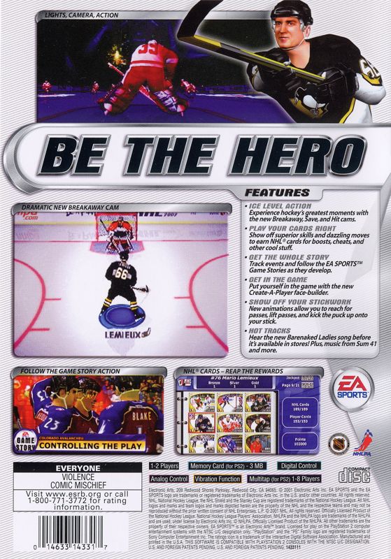 NHL 2002 | PlayStation 2 | back cover | region=North America | source-country=Canada,United States | zypher-v2 | moby-5db808d2be24 | Data by MobyGames.com