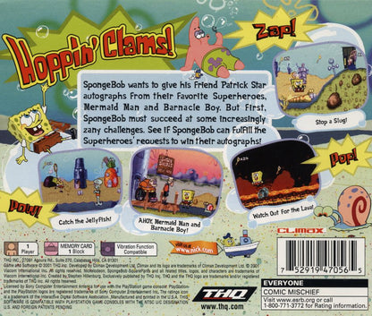 SpongeBob SquarePants: SuperSponge | PlayStation | back cover | region=North America | source-country=United States | zypher-v2 | moby-3963c730f835 | Data by MobyGames.com