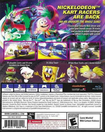 Nickelodeon Kart Racers 2: Grand Prix | PlayStation 4 | back cover | region=North America | source-country=United States | zypher-v2 | moby-627cfd86eb58 | Data by MobyGames.com
