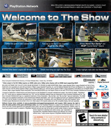 MLB 10: The Show | PlayStation 3 | back cover | region=North America | source-country=United States | zypher-v2 | moby-f0aef2689ad3 | Data by MobyGames.com