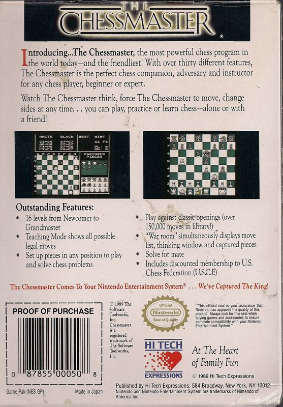 
The Chessmaster | NES | back cover | Data by MobyGames.com