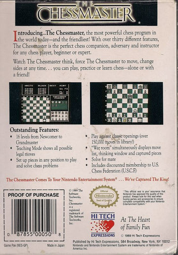 
The Chessmaster | NES | back cover | Data by MobyGames.com