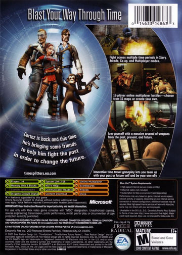 
TimeSplitters: Future Perfect | Xbox | back cover | Data by MobyGames.com