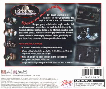 
Casper | PlayStation | back cover | Data by MobyGames.com
