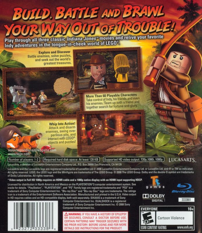 
LEGO Indiana Jones: The Original Adventures | PlayStation 3 | back cover | Data by MobyGames.com