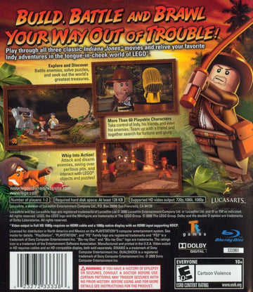
LEGO Indiana Jones: The Original Adventures | PlayStation 3 | back cover | Data by MobyGames.com
