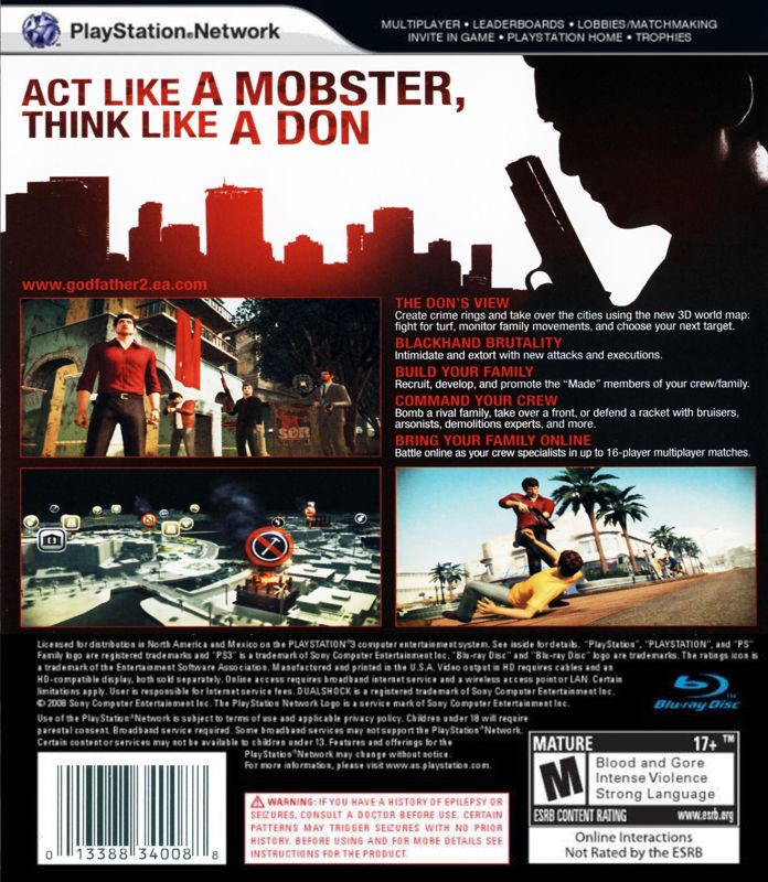 
The Godfather II | PlayStation 3 | back cover | Data by MobyGames.com