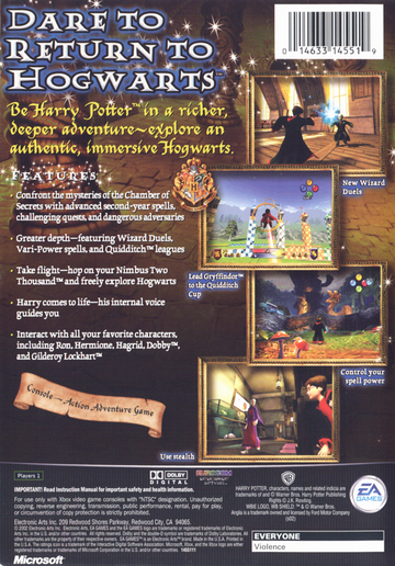Harry Potter and the Chamber of Secrets | Xbox | back cover | region=North America | source-country=United States | zypher-v2 | moby-f5bda9c89ad0 | Data by MobyGames.com