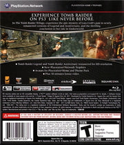 The Tomb Raider Trilogy | PlayStation 3 | back cover | region=North America | source-country=United States | zypher-v2 | moby-828b072e1cd3 | Data by MobyGames.com