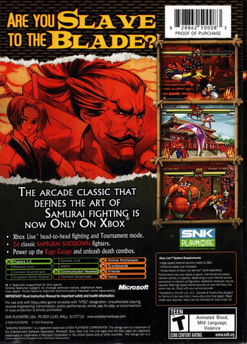 
Samurai Shodown V | Xbox | back cover | Data by MobyGames.com