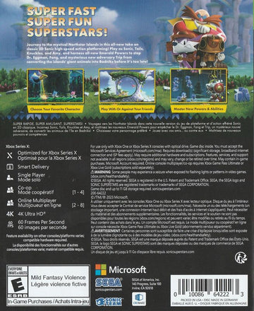 
Sonic Superstars | Xbox Series | back cover | Data by MobyGames.com