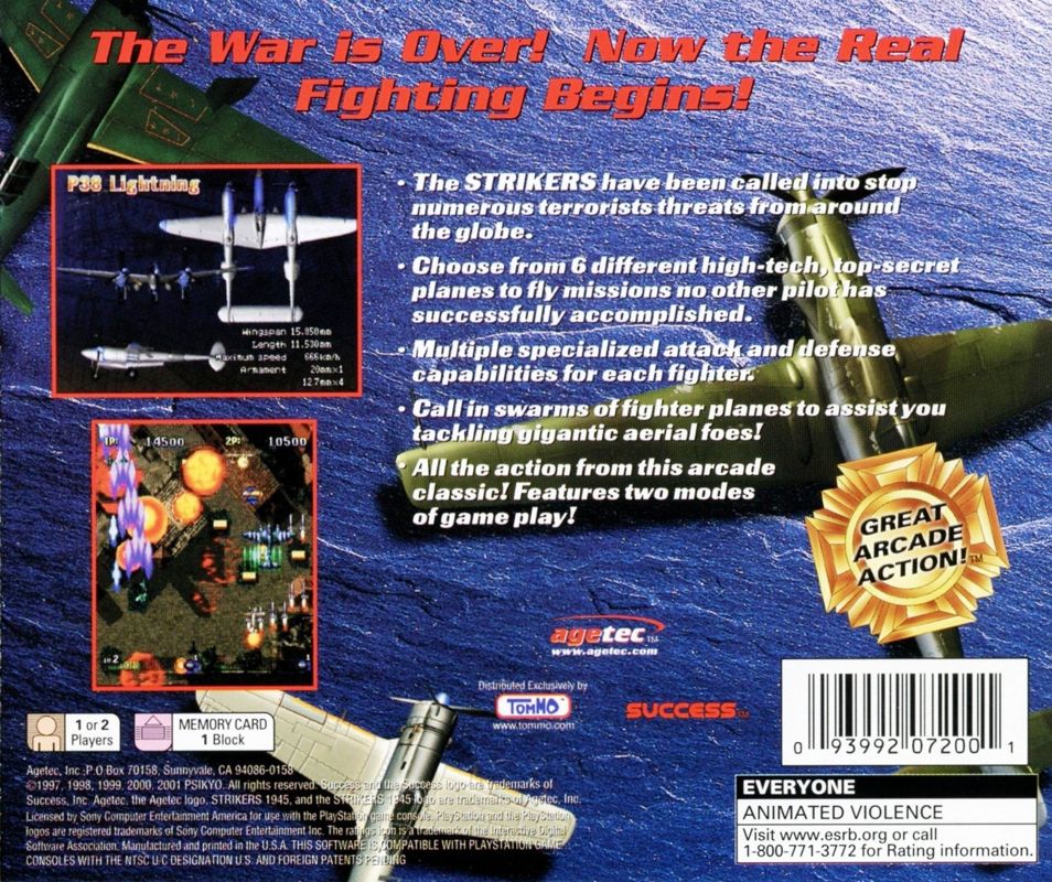 
Strikers 1945 | PlayStation | back cover | Data by MobyGames.com