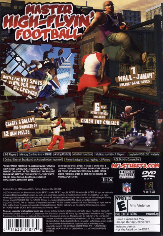 NFL Street 2 | PlayStation 2 | back cover | region=North America | source-country=United States | zypher-v2 | moby-4c2e4e07a586 | Data by MobyGames.com