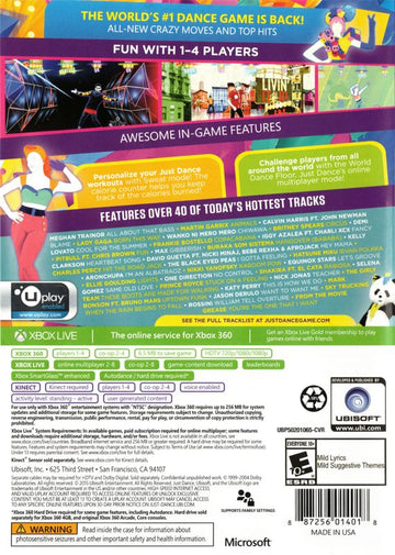
Just Dance 2016 | Xbox 360 | back cover | Data by MobyGames.com