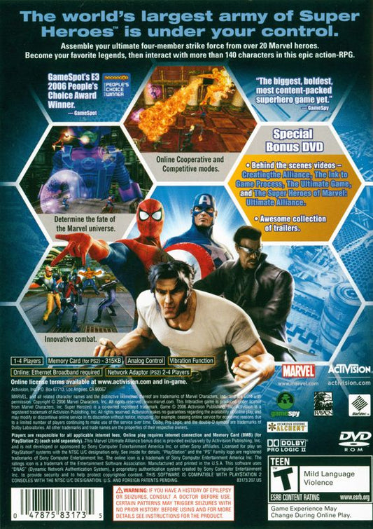 
Marvel Ultimate Alliance (Special Edition) | PlayStation 2 | back cover | Region: North America | source-country=Canada,Mexico,United States | Data by MobyGames.com