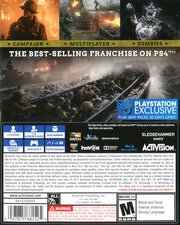 Call of Duty: WWII | PlayStation 4 | back cover | region=North America | source-country=United States | zypher-v2 | moby-8e7e8c68dd03 | Data by MobyGames.com