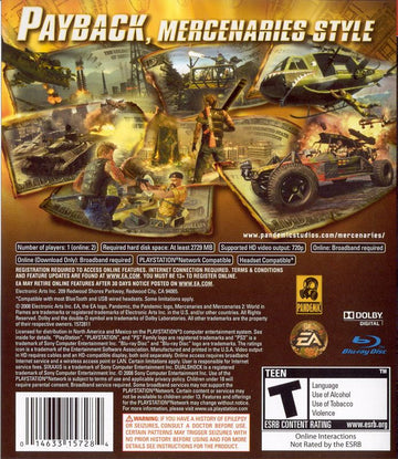 
Mercenaries 2: World in Flames | PlayStation 3 | back cover | Data by MobyGames.com
