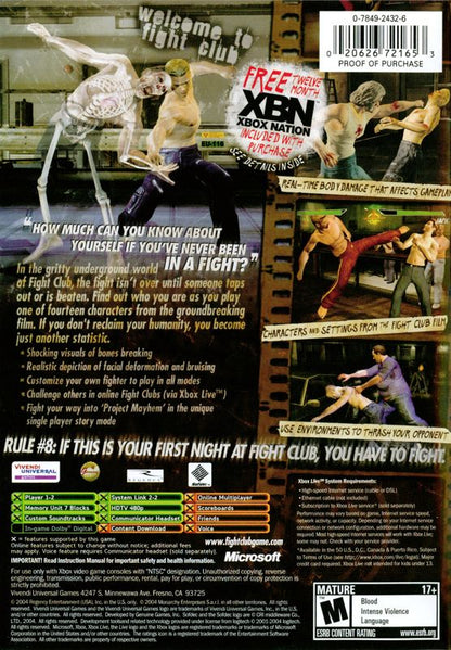 
Fight Club | Xbox | back cover | Data by MobyGames.com