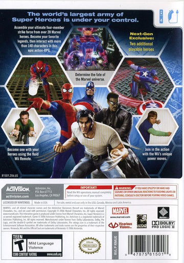 
Marvel Ultimate Alliance | Wii | back cover | Data by MobyGames.com