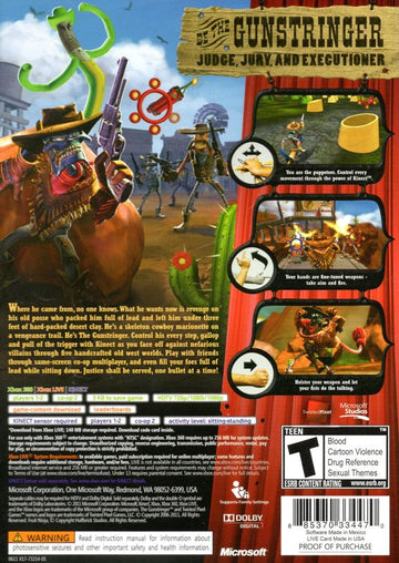 The Gunstringer | Xbox 360 | back cover | region=North America | source-country=United States | zypher-v2 | moby-84b375eb084e | Data by MobyGames.com