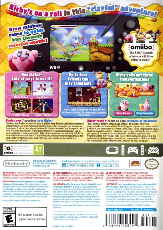 
Kirby and the Rainbow Curse | Wii U | back cover | Data by MobyGames.com