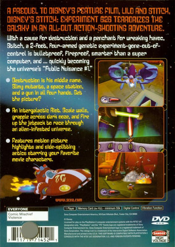 
Disney's Stitch: Experiment 626 | PlayStation 2 | back cover | Data by MobyGames.com