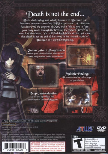 
Baroque | PlayStation 2 | back cover | Data by MobyGames.com