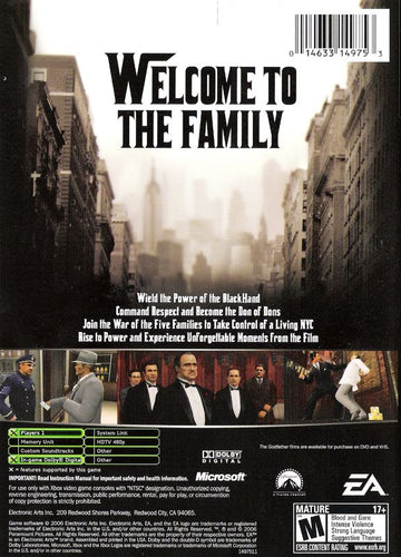 The Godfather: The Game | Xbox | back cover | region=North America | source-country=Canada,United States | zypher-v2 | moby-ead0e779a31b | Data by MobyGames.com