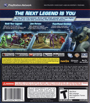 DC Universe Online | PlayStation 3 | back cover | region=North America | source-country=United States | zypher-v2 | moby-ff3f8387debb | Data by MobyGames.com