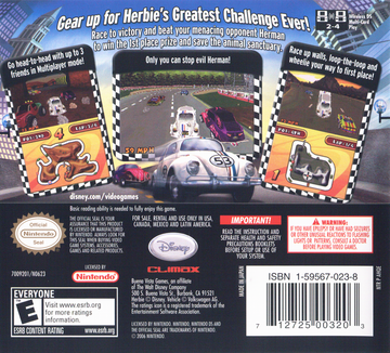 
Disney's Herbie: Rescue Rally | Nintendo DS | back cover | Data by MobyGames.com