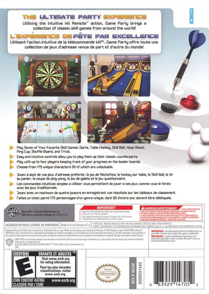 
Game Party | Wii | back cover | Data by MobyGames.com