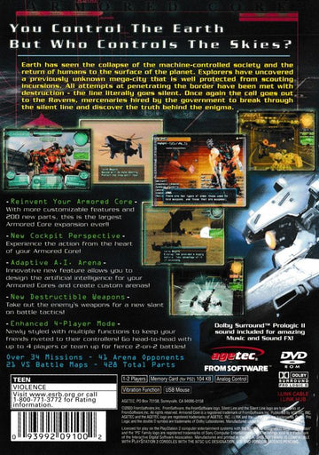 
Silent Line: Armored Core | PlayStation 2 | back cover | Region: North America | source-country=Canada,United States | Data by MobyGames.com