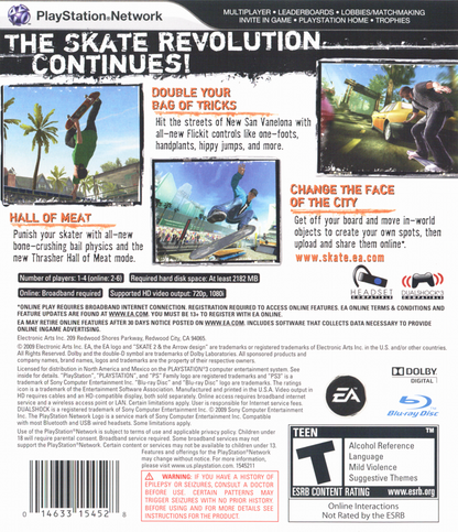 skate 2 | PlayStation 3 | back cover | region=North America | source-country=United States | zypher-v2 | moby-b6fe18b7aa5b | Data by MobyGames.com