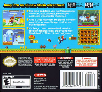 New Super Mario Bros. | Nintendo DS | back cover | region=North America | source-country=Canada,Mexico,Other,United States | zypher-v2 | moby-c80596232ce1 | Data by MobyGames.com