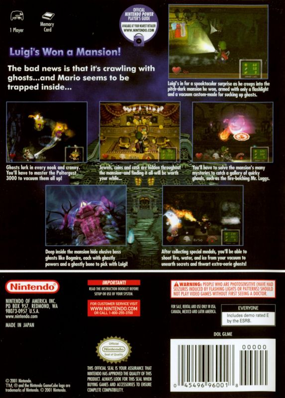 
Luigi's Mansion | GameCube | back cover | Data by MobyGames.com