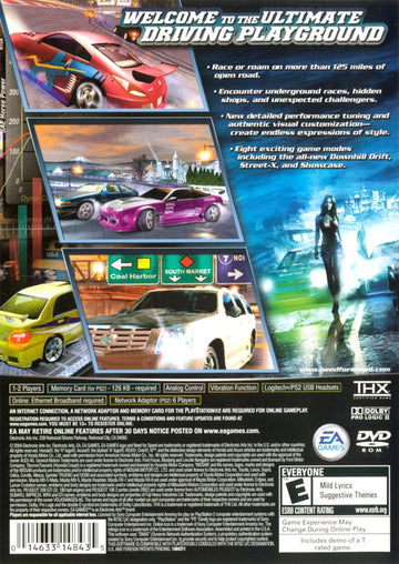 Need for Speed: Underground 2 | PlayStation 2 | back cover | region=North America | source-country=Canada,United States | zypher-v2 | moby-e371340723f2 | Data by MobyGames.com