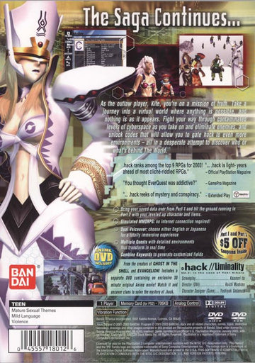 
.hack//Mutation: Part 2 | PlayStation 2 | back cover | Data by MobyGames.com