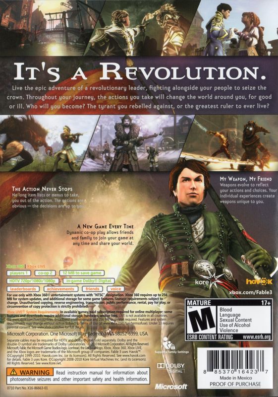 
Fable III | Xbox 360 | back cover | Region: North America | source-country=United States | Data by MobyGames.com