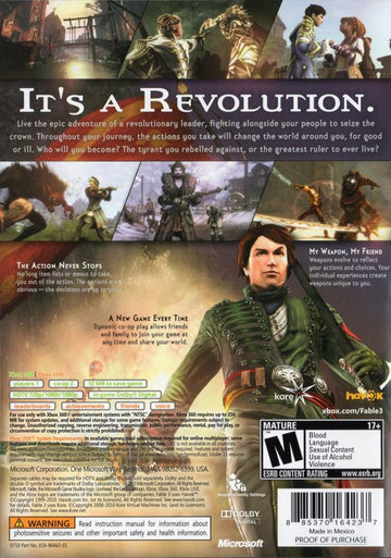 
Fable III | Xbox 360 | back cover | Region: North America | source-country=United States | Data by MobyGames.com